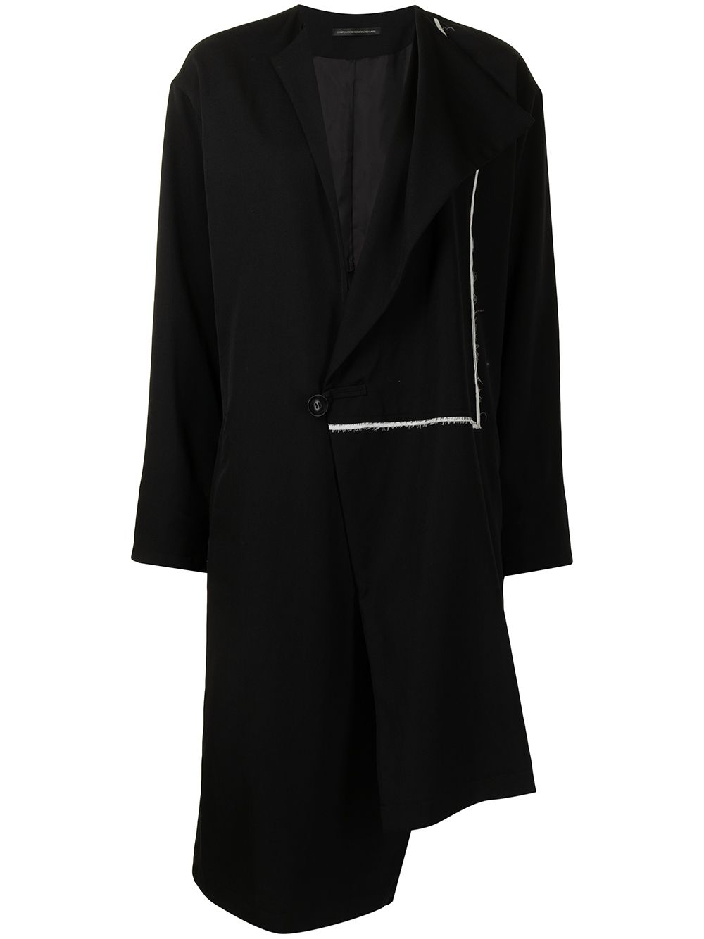 Y's asymmetric wool coat - 1 BLACK