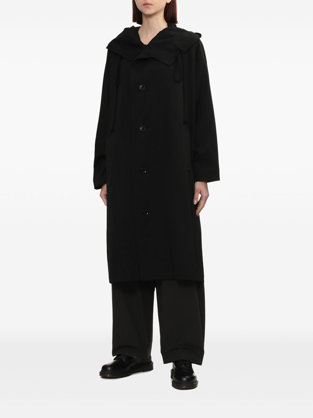 Y's asymmetric wool coat - Black