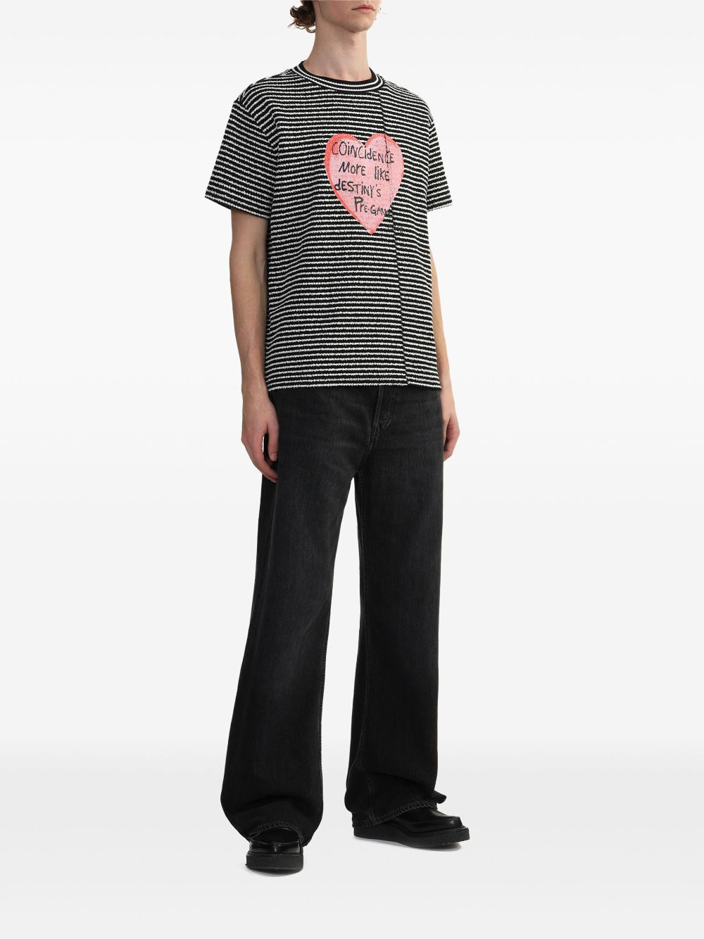 Andersson Bell heart-print T-shirt - Zwart