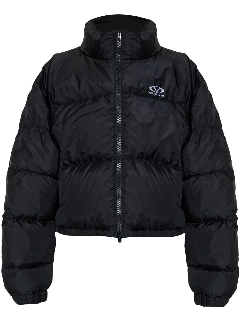 logo-embroidered puffer jacket