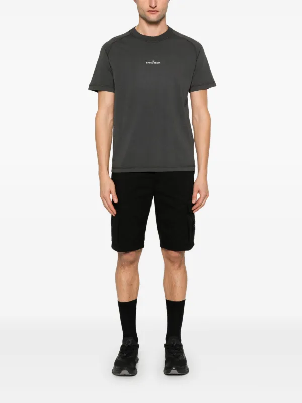 Tシャツ・カットソー STONE  Compass Logo-print T-shirt Black Stone Island Compass-patch long-sleeve T-shirt | Black