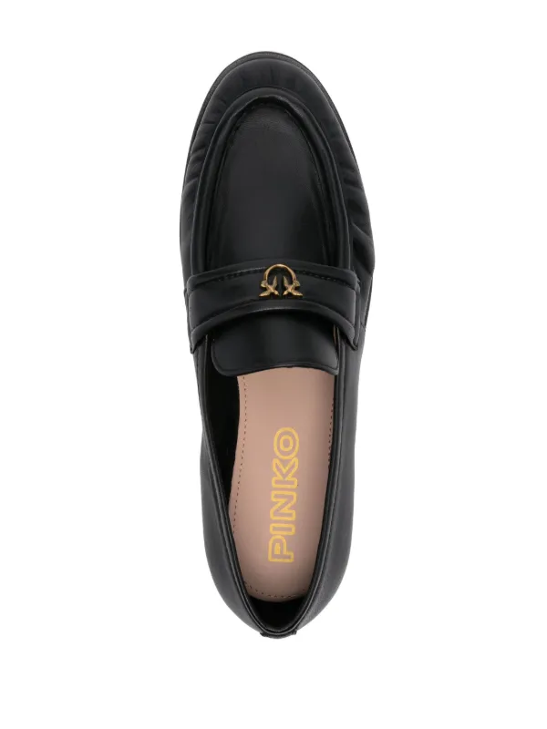 PINKO logo-plaque Loafers | Black | FARFETCH