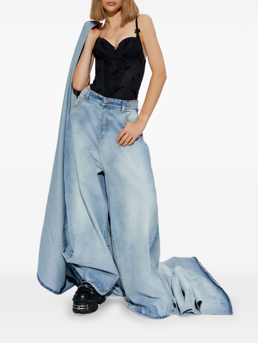 VETEMENTS skirt-attached jeans - Blue