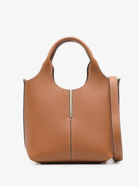 Tod's logo-plate contrast-stitch tote bag