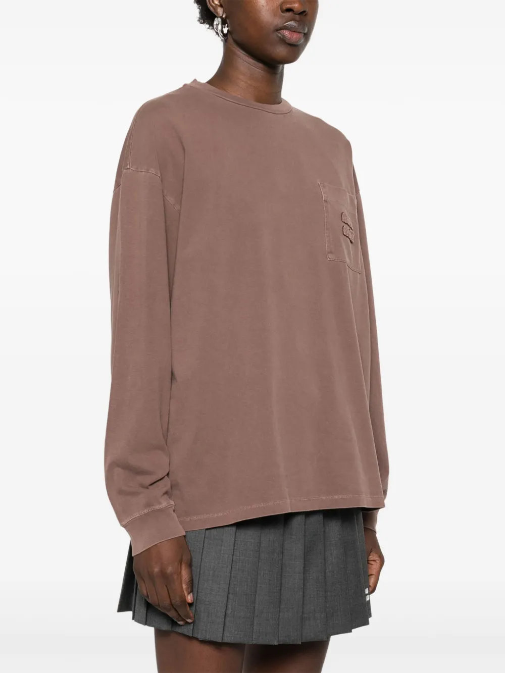  Miu Miu Logo-patch T-shirt - Brown 