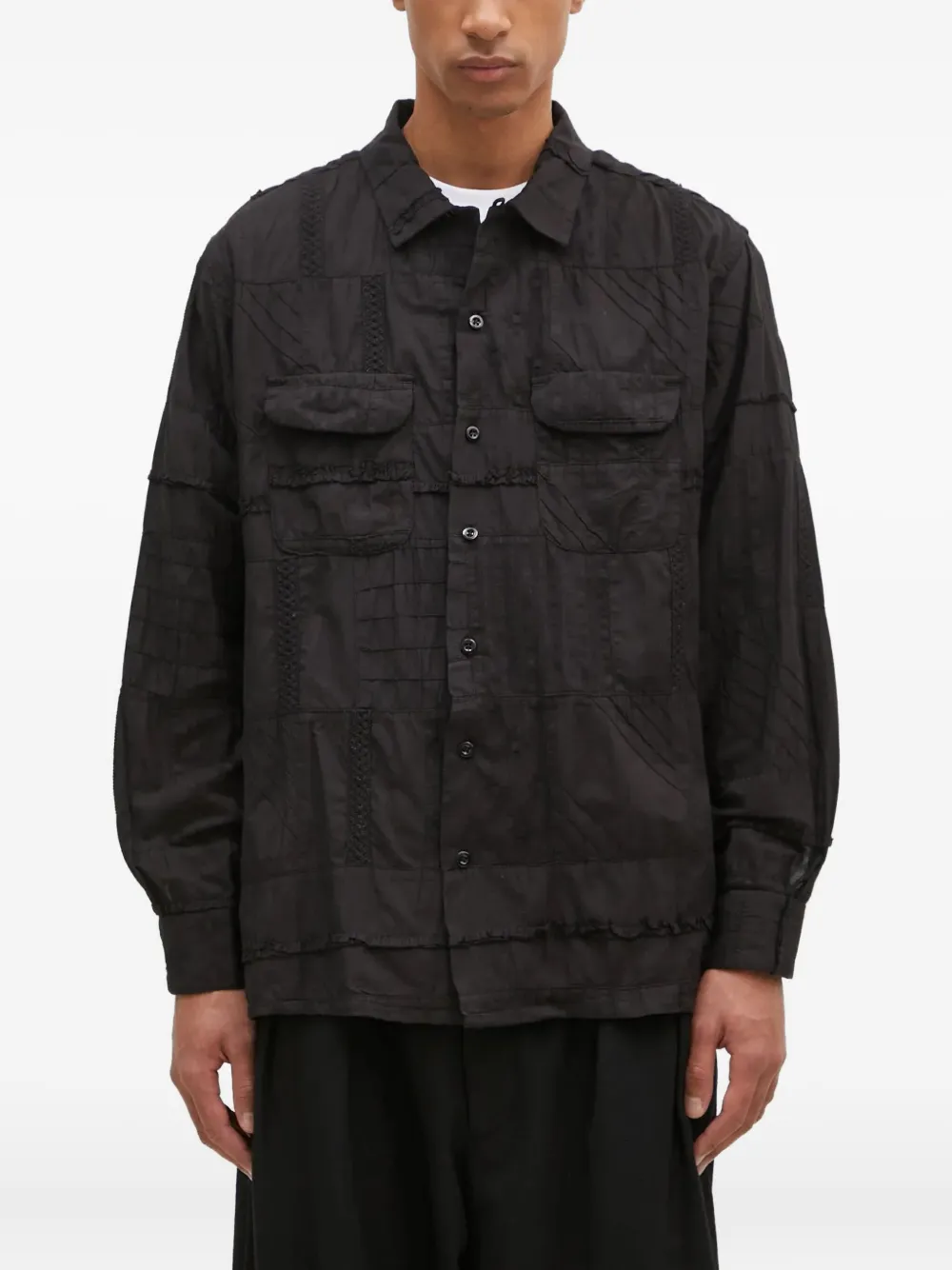 patchwork shirt jacket