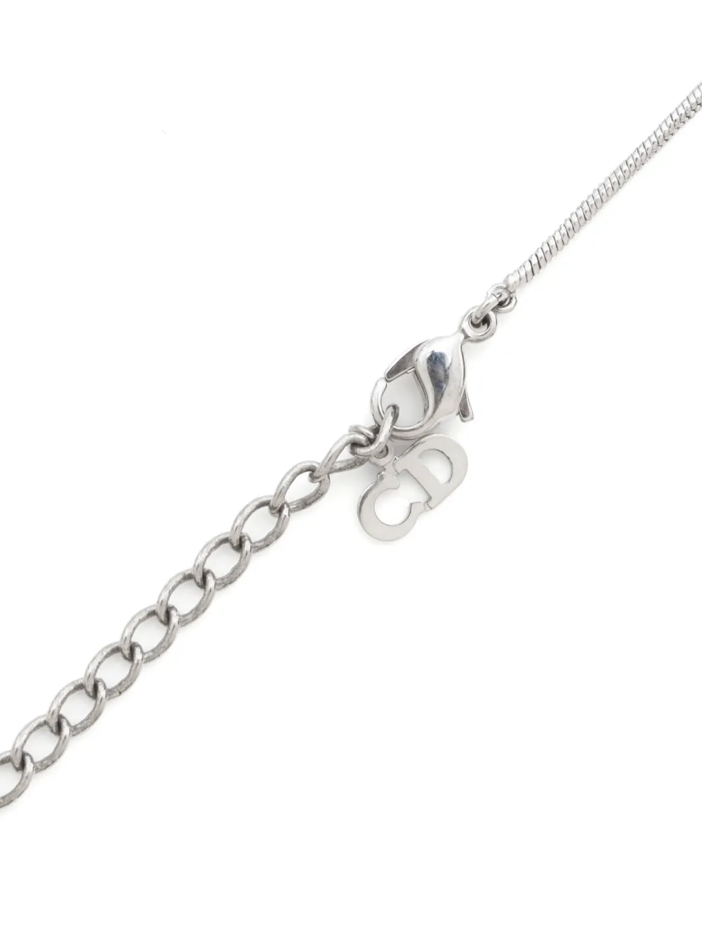 Pre-owned Dior 2000s Logo-pendant Necklace In Silver