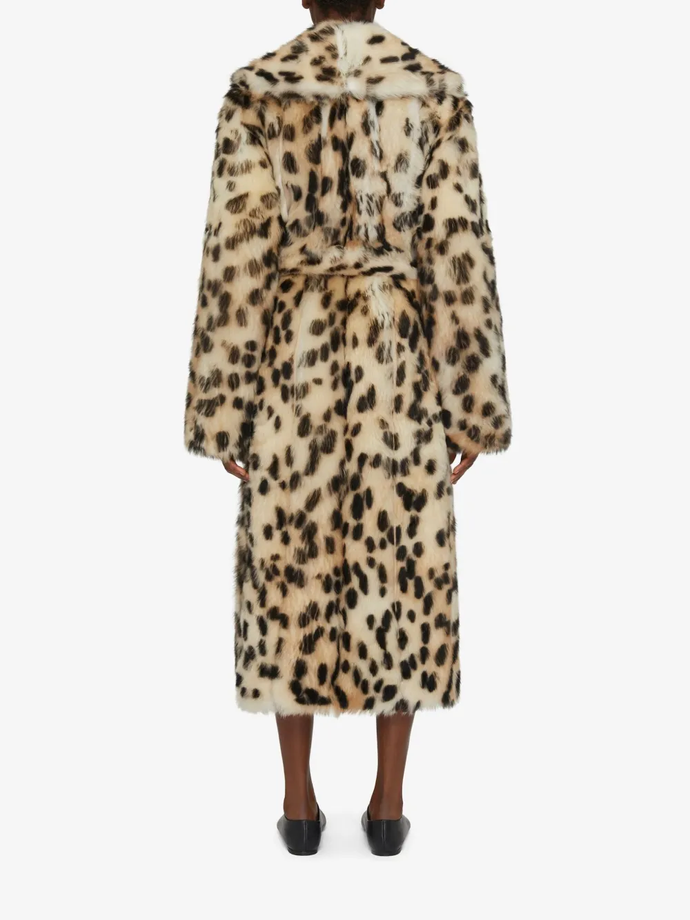 Givenchy Oversized coat in fur with leopard print Beige