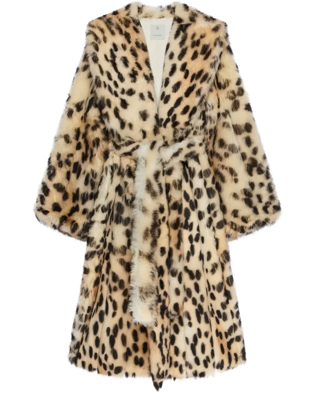 Givenchy Oversized coat in fur with leopard print Beige