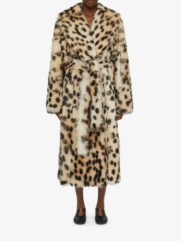 Givenchy Oversized Coat In Fur With Leopard Print | Neutrals