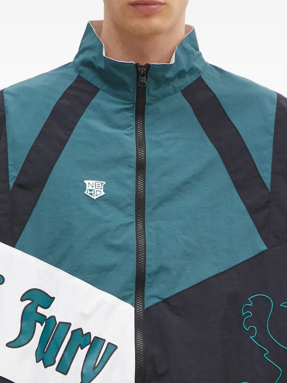 Neighborhood panelled lion-embroidered jacket Zwart