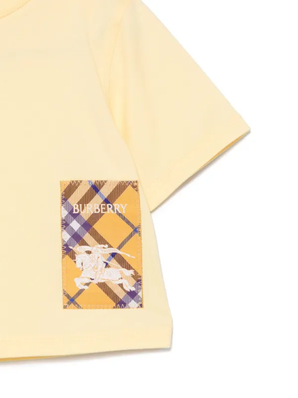Burberry Kids logo-patch T-shirt | Yellow | FARFETCH IN