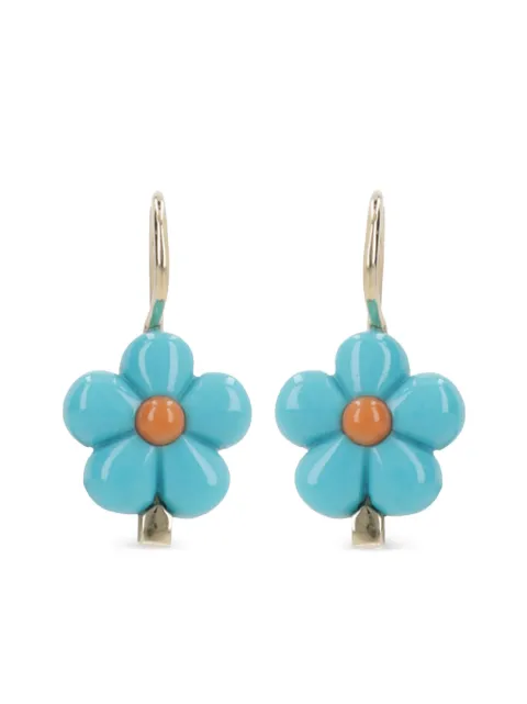 Aliita 9kt yellow gold floral turquoise earrings