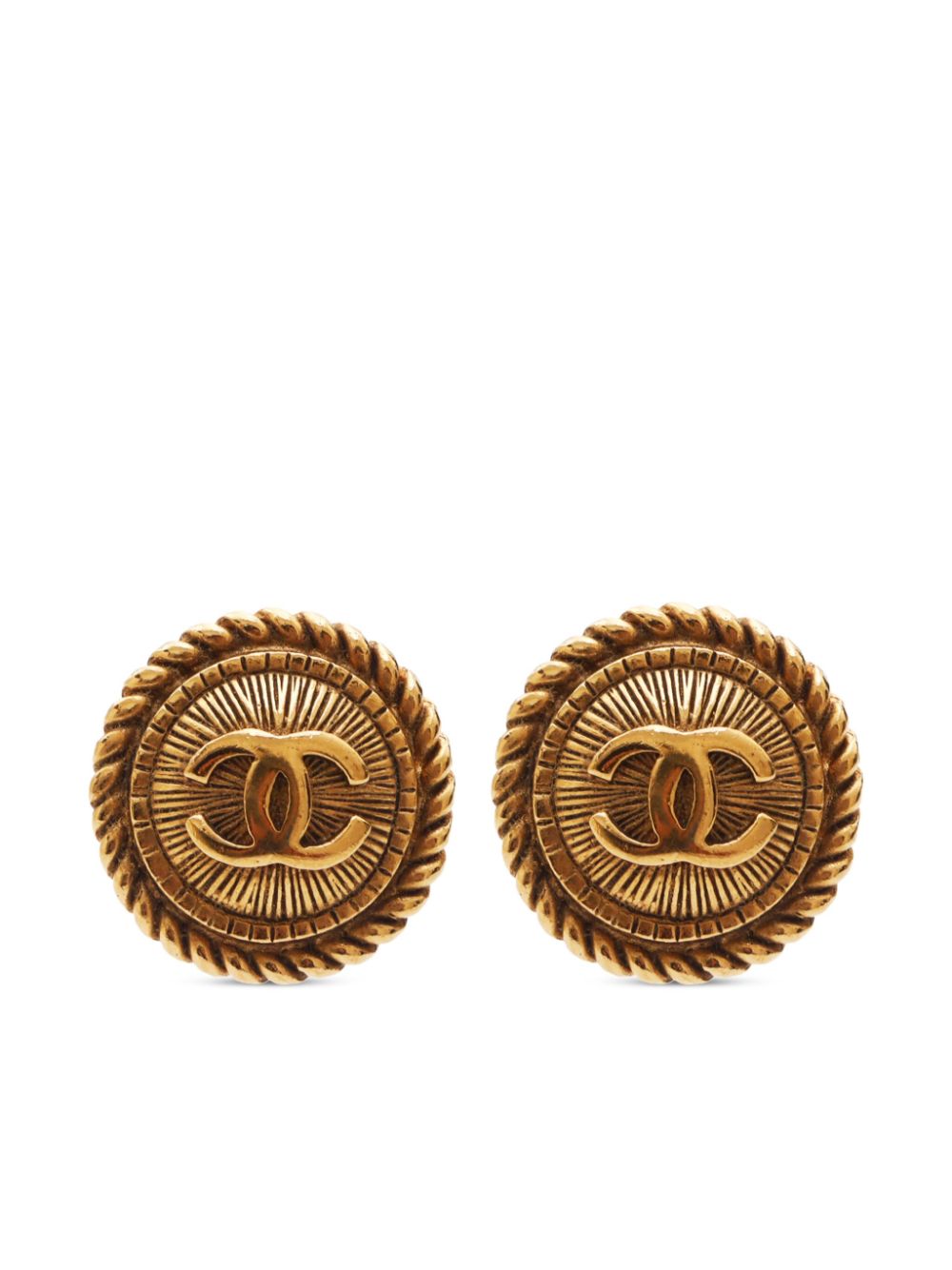 Pre-owned Chanel 1980s Cc Clip-on Earrings In Gold