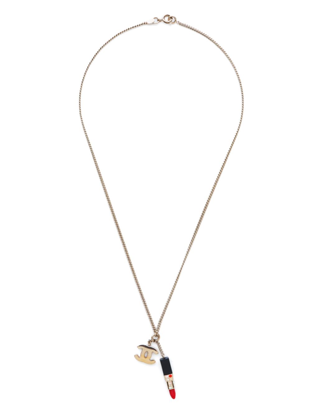 Pre-owned Chanel 2004 Cc Charm Necklace In Gold