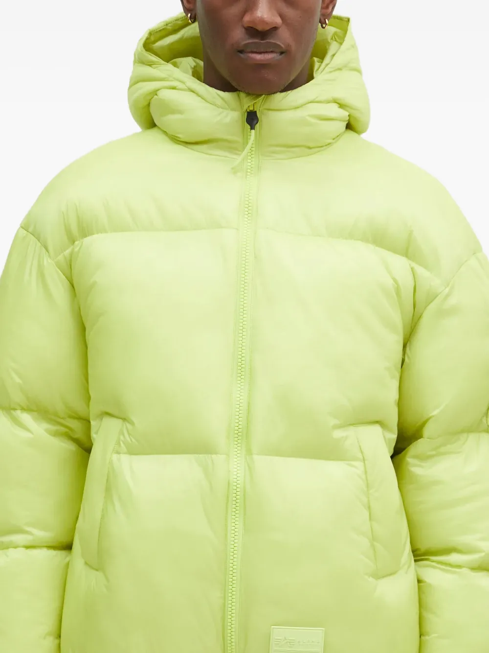 Alpha Industries Hooded Puffer Jacket In Green