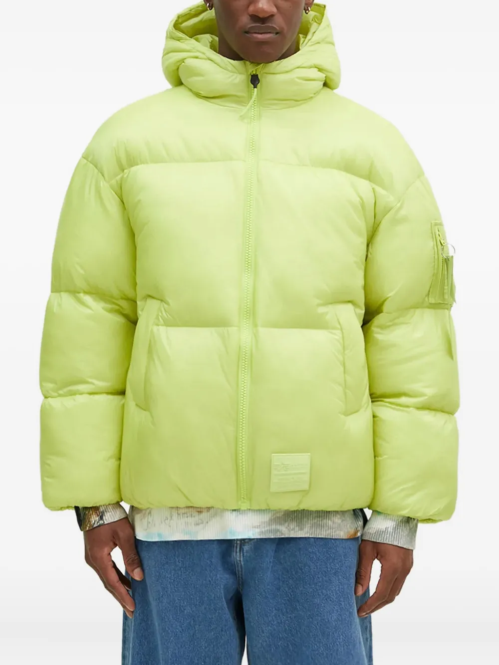 Alpha Industries hooded puffer jacket | Green | Image 1
