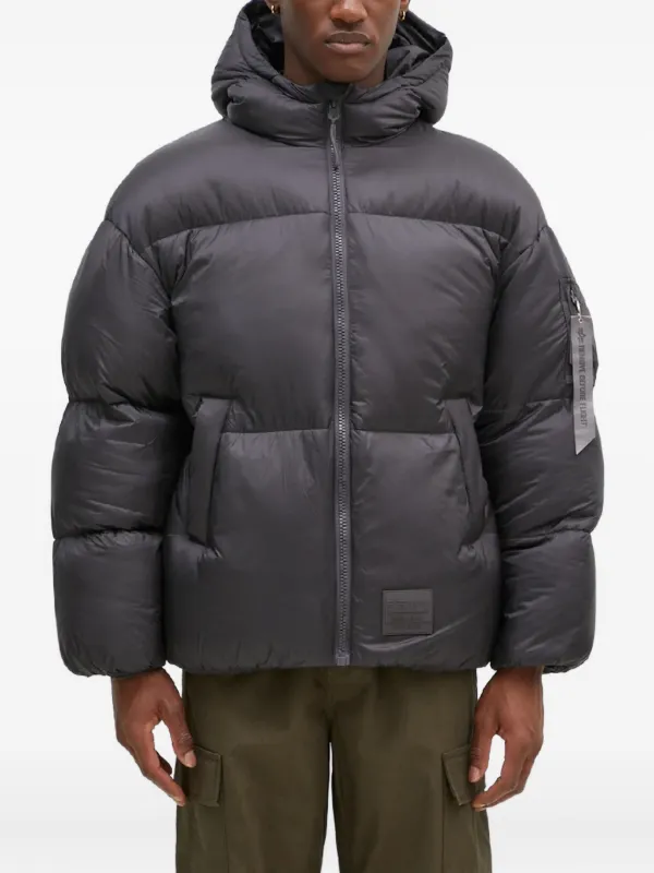 Alpha Industries Hooded Puffer Jacket Grey FARFETCH TR