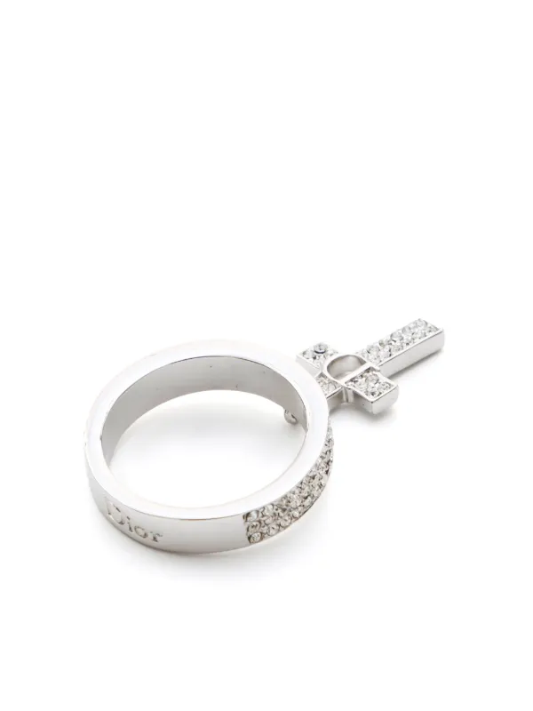 Christian Dior Pre-Owned 2010s Cross Logo Ring | Silver