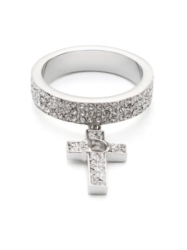 Christian Dior Pre-Owned 2010s Cross Logo Ring Silver FARFETCH IN