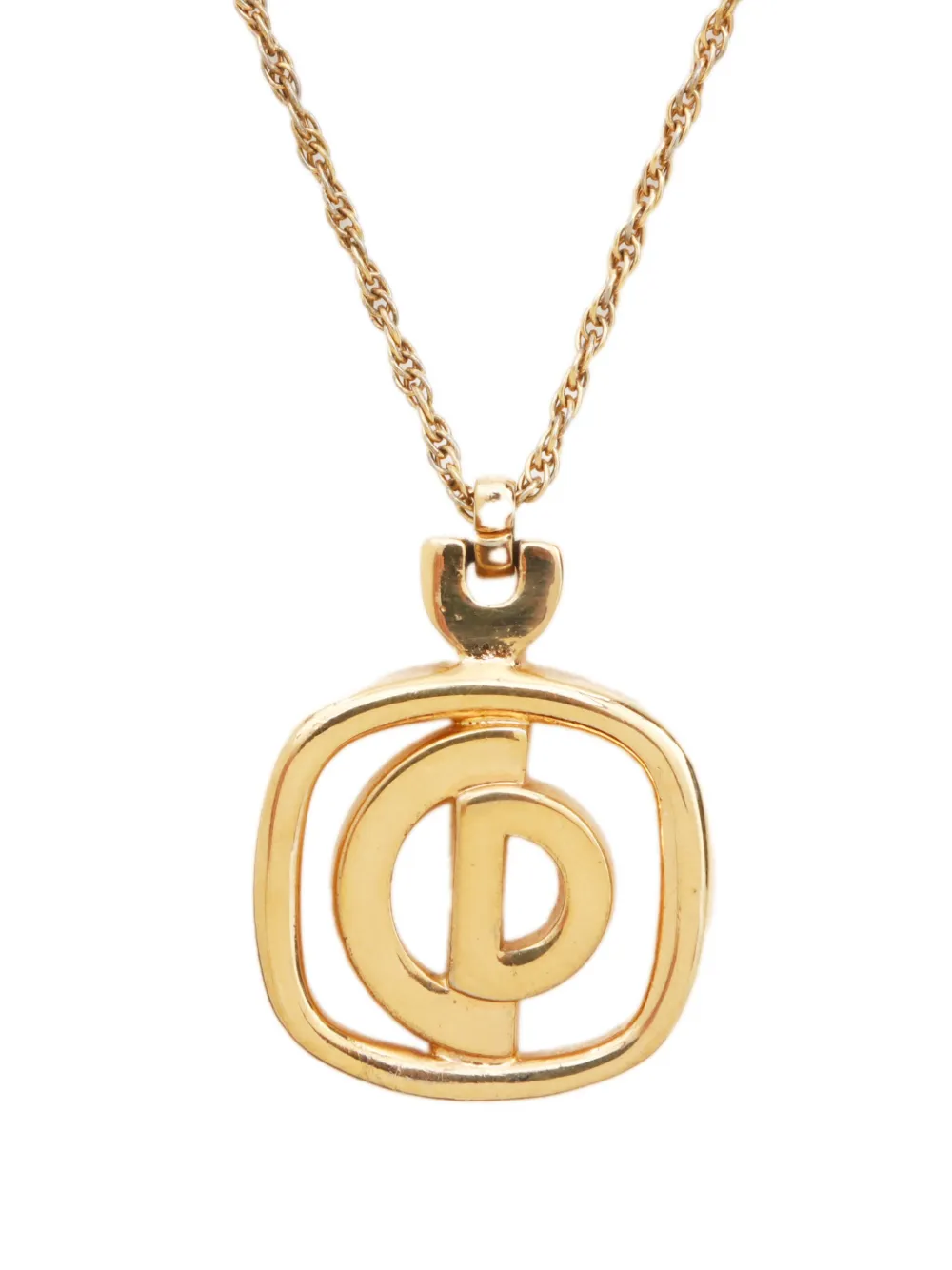 Christian Dior Pre-Owned 2000s halsketting met CD-hanger - Goud