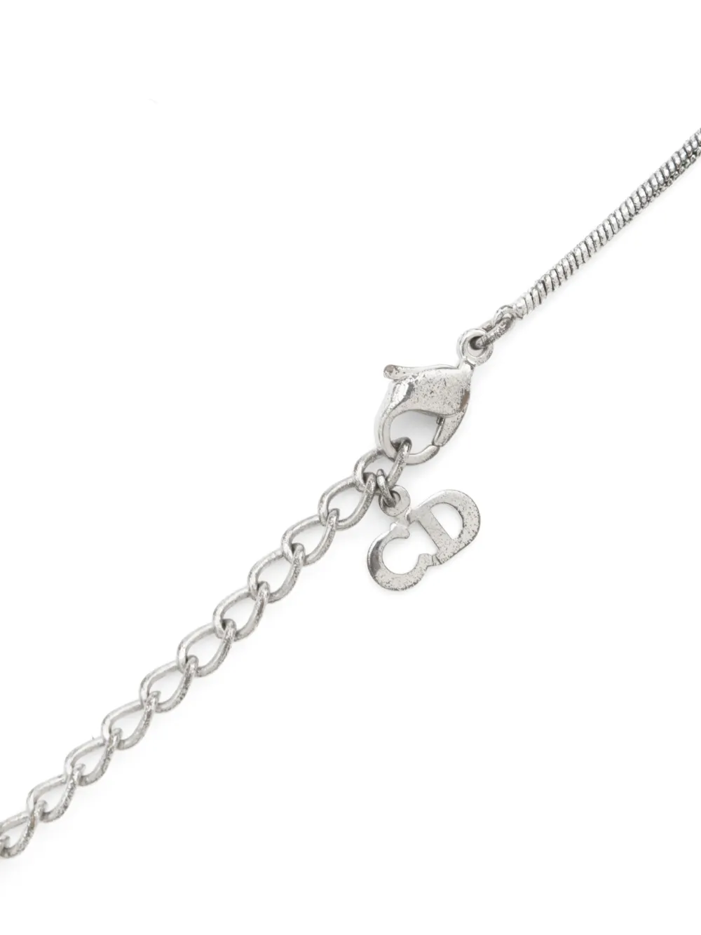 Pre-owned Dior 2000s Logo-pendant Necklace In Silver