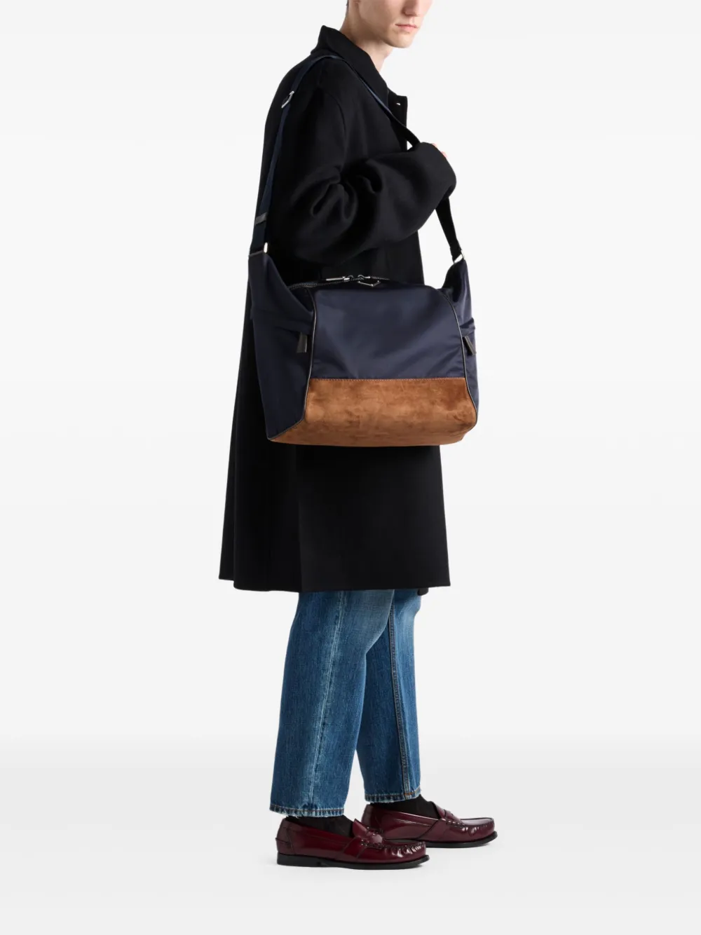 Prada Schoudertas met vlakken - Blauw