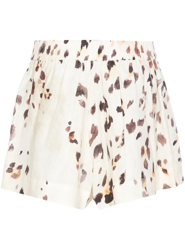 ショートパンツ Zimmermann Acacia Shorts ZIMMERMANN Acacia belted pleated printed linen shorts | NET