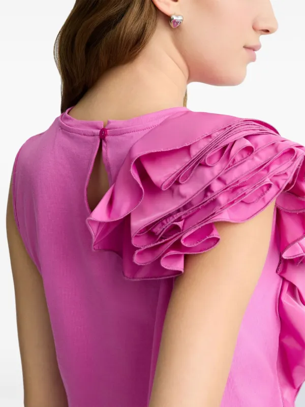NEW Womens PINK Ruffle Ruffled Sleeveless TOP Blouse Layer