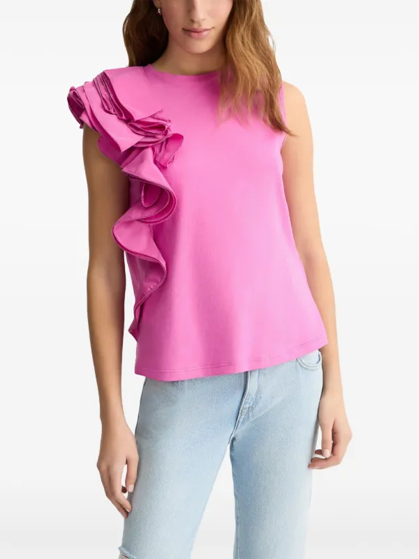 LIU JO ruffle-detail Top | Pink | FARFETCH JO