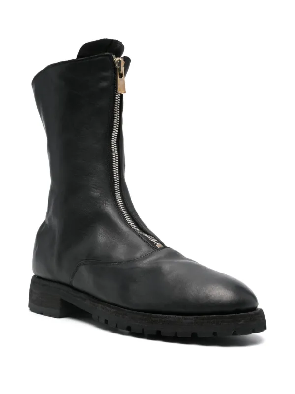 Guidi 310 Black Soft Horse Full Grain Front Zip Calf-Length