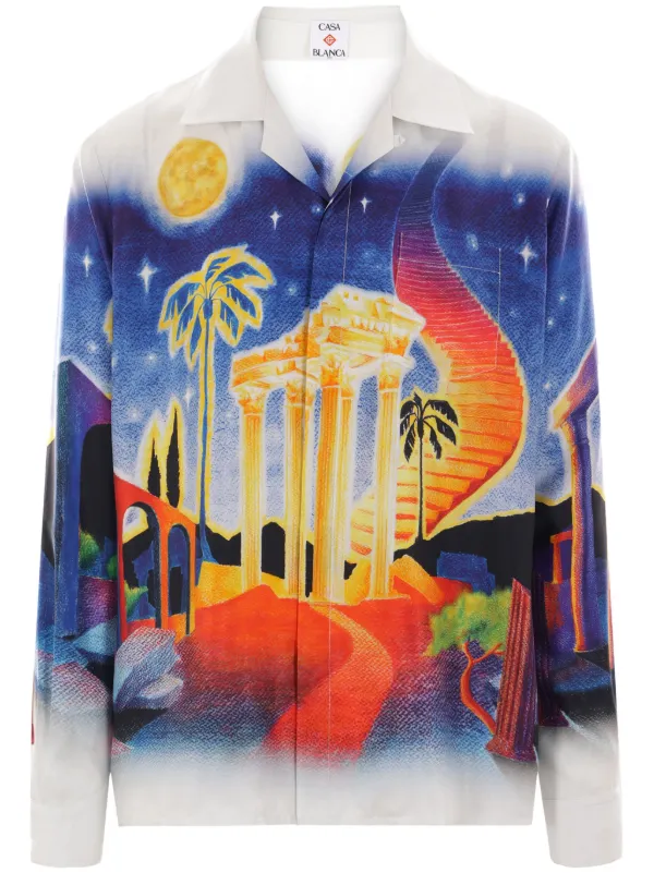 Casablanca Midnight Acropolis シルクシャツ | ブルー