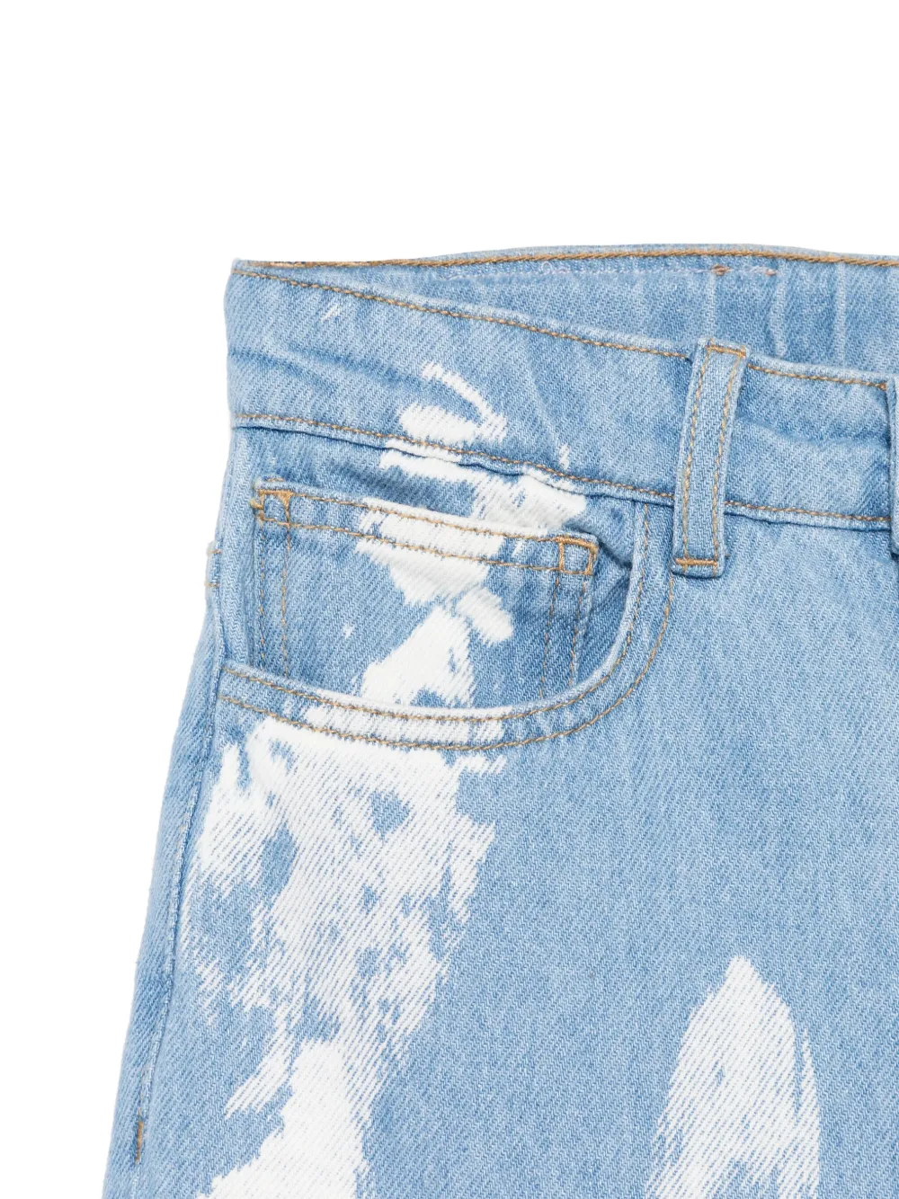 Palm Angels Kids Gebleekte jeans Blauw