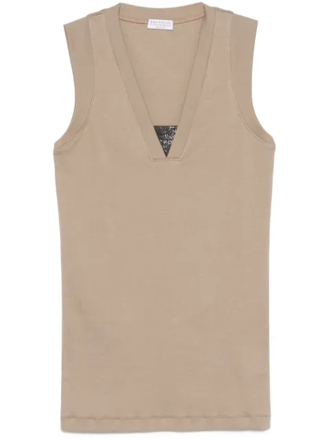 Brunello Cucinelli camiseta con detalle de cadena Monili