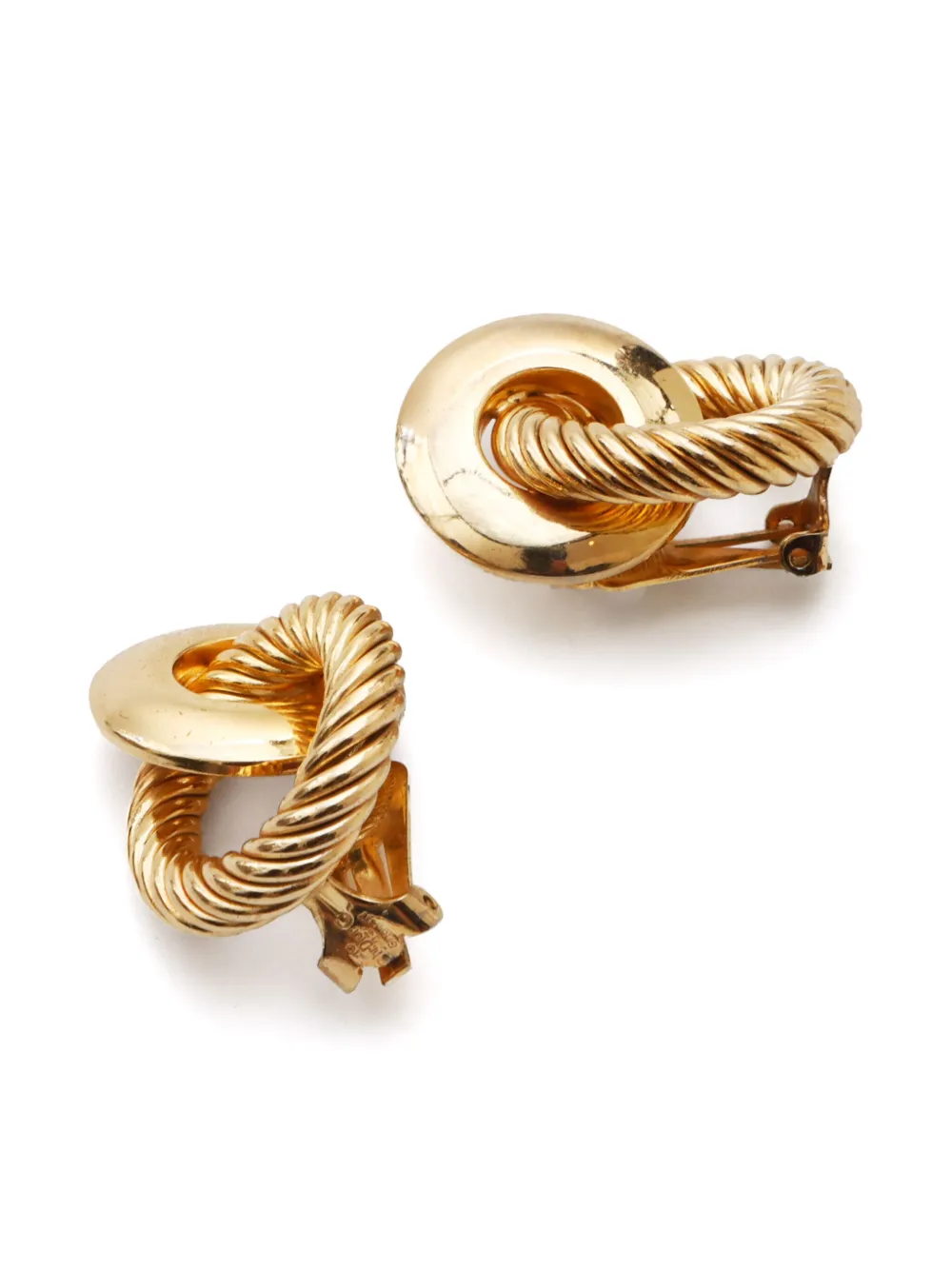 Pre-owned Dior 1990s Chain Clip-on Earrings In Gold