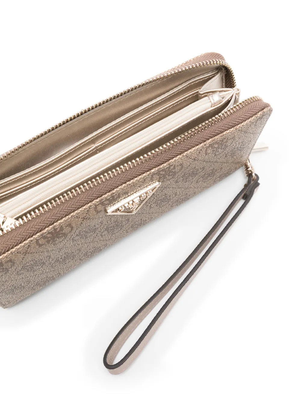 Guess Usa Logo-plaque Wallet In Neutrals