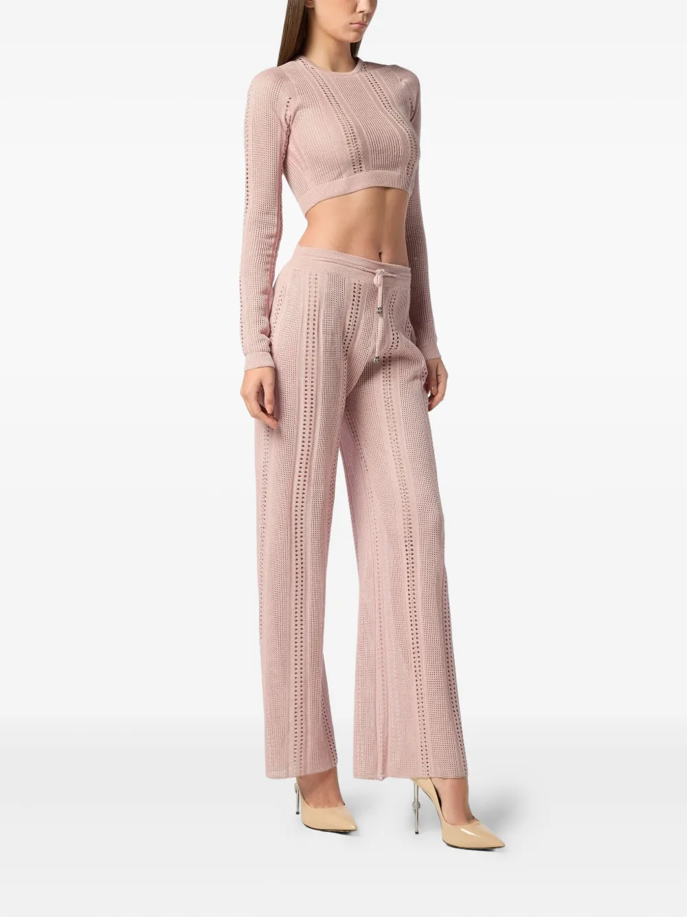 Philipp Plein Gebreide flared broek - Roze