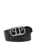 Philipp Plein Shiny Skull leather belt - Black
