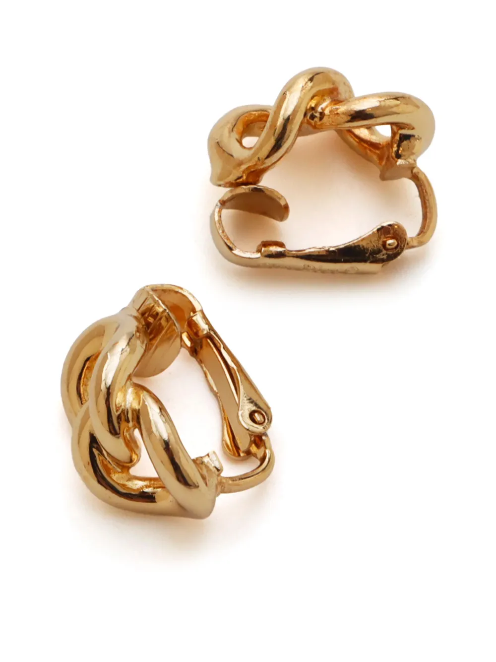 Pre-owned Dior 1990s Chain-link Clip-on Earrings In Gold