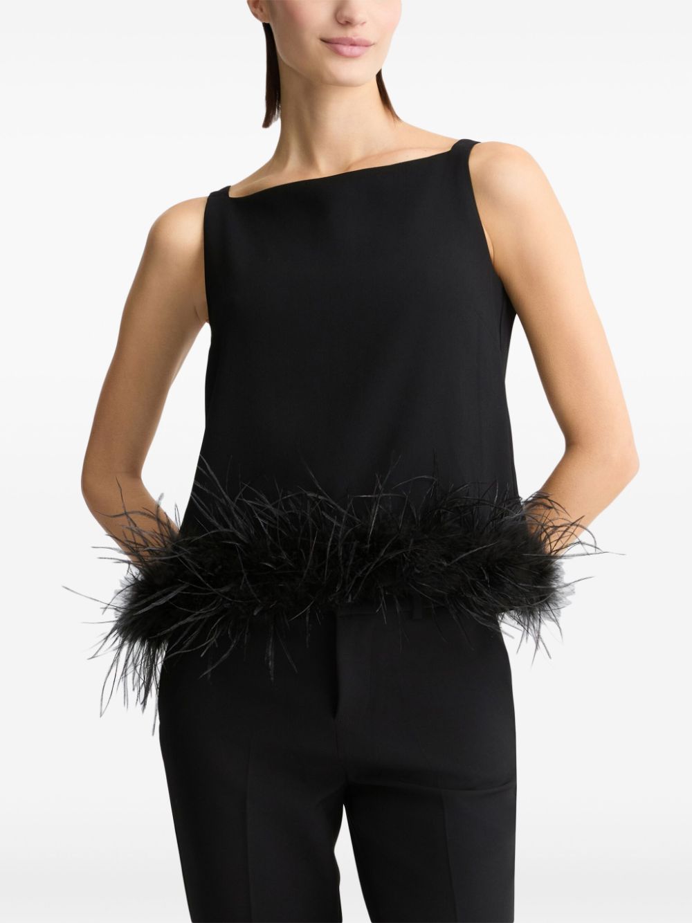 LIU JO Black top with feathers - Zwart