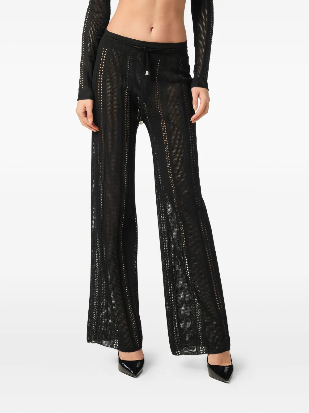 Philipp Plein Gebreide flared broek Zwart