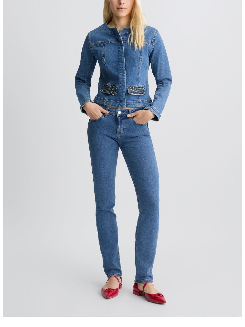 LIU JO Slim jeans with gemstones - Blauw