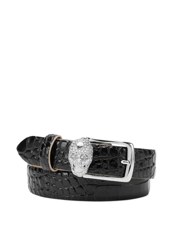 Philipp Plein スカルバックル ベルト | ブラック | FARFETCH JP