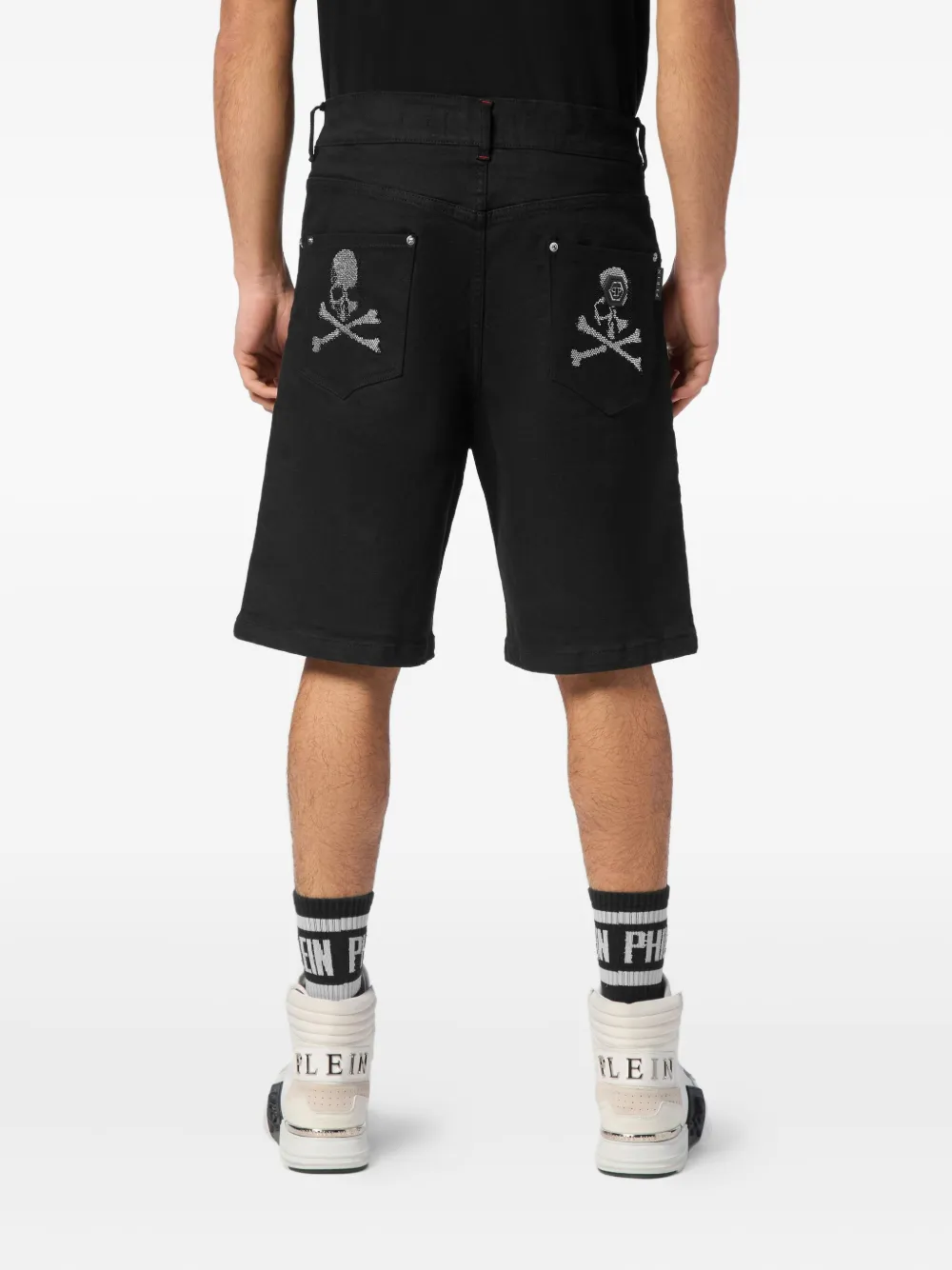 Philipp Plein Formentera Skulls denim shorts Zwart