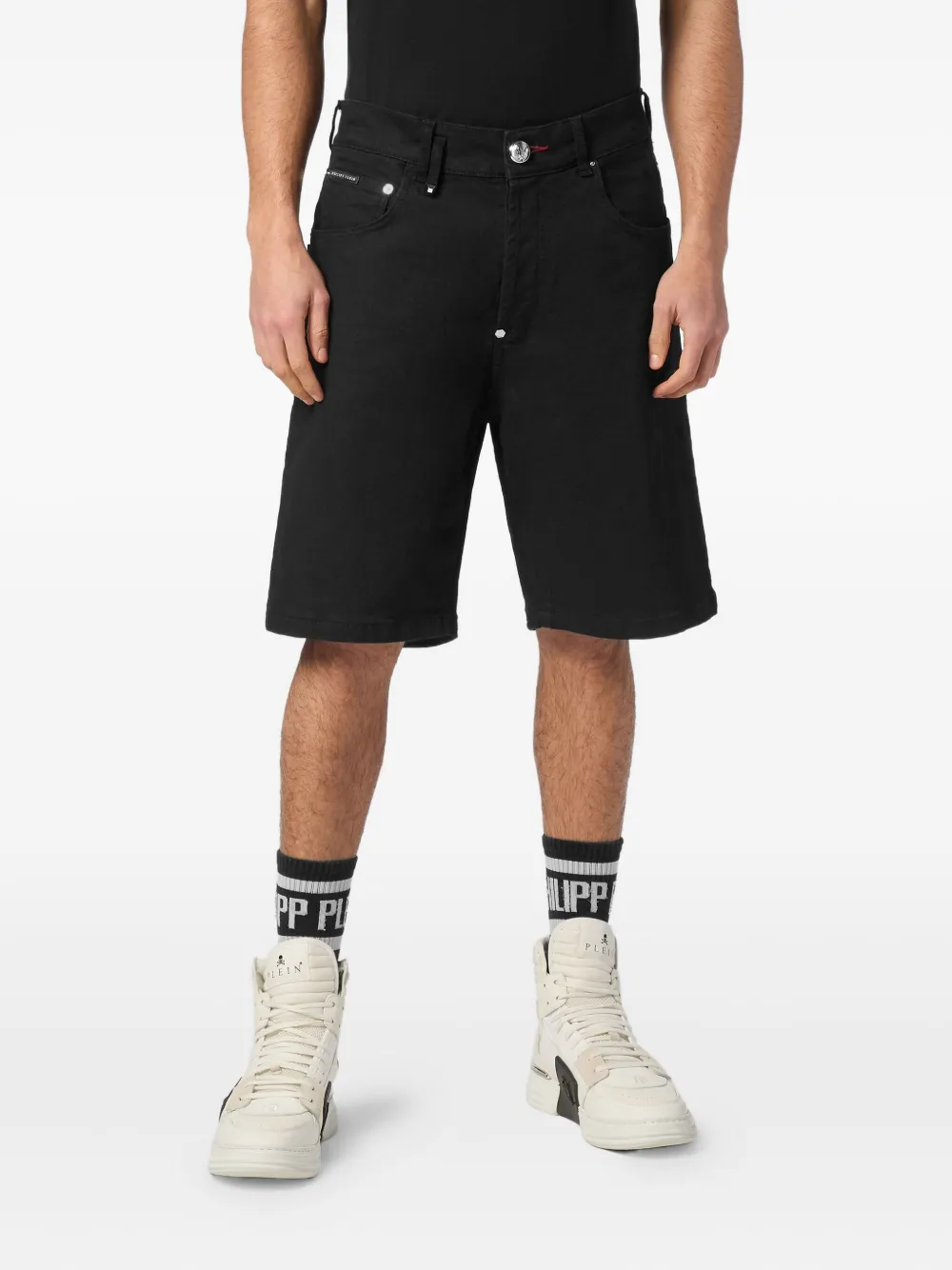 Philipp Plein Formentera Skulls denim shorts Zwart