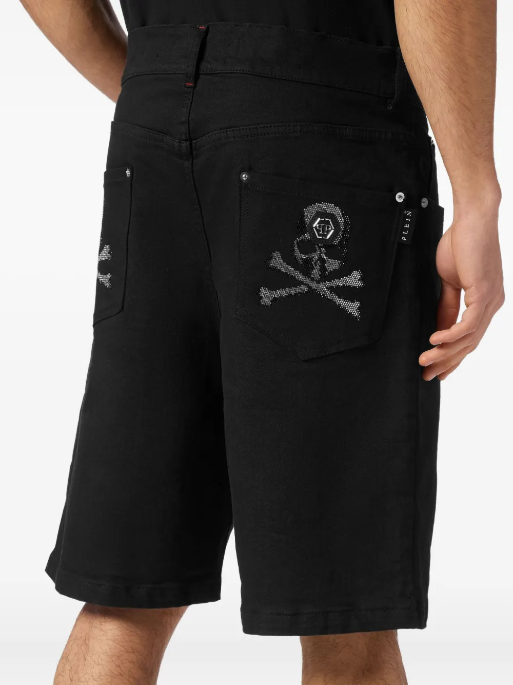 Philipp Plein Formentera Skulls denim shorts Zwart