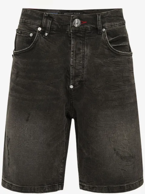 Philipp Plein Formentera Skulls denim shorts