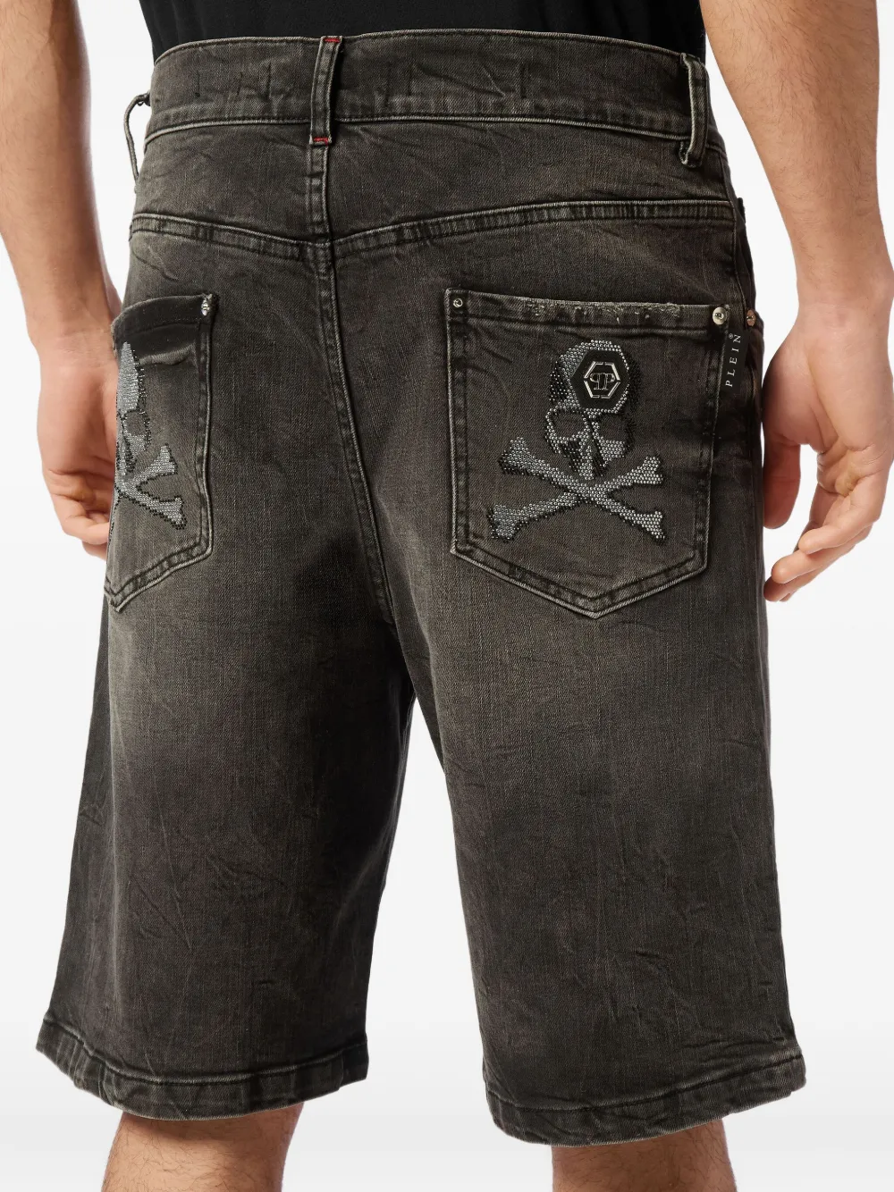 Philipp Plein Formentera Skulls denim shorts Grijs