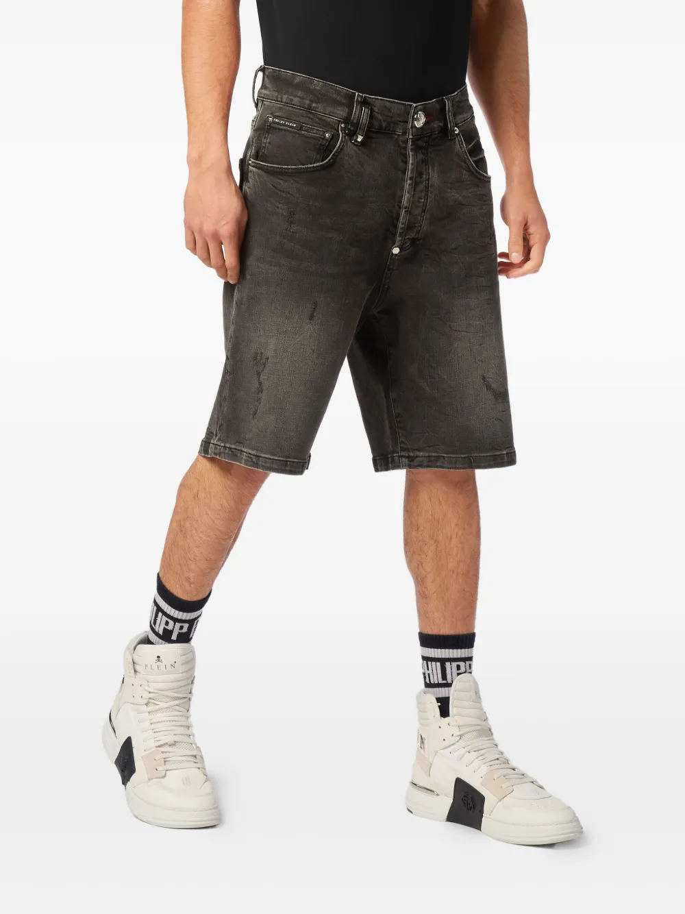 Philipp Plein Formentera Skulls denim shorts Grijs