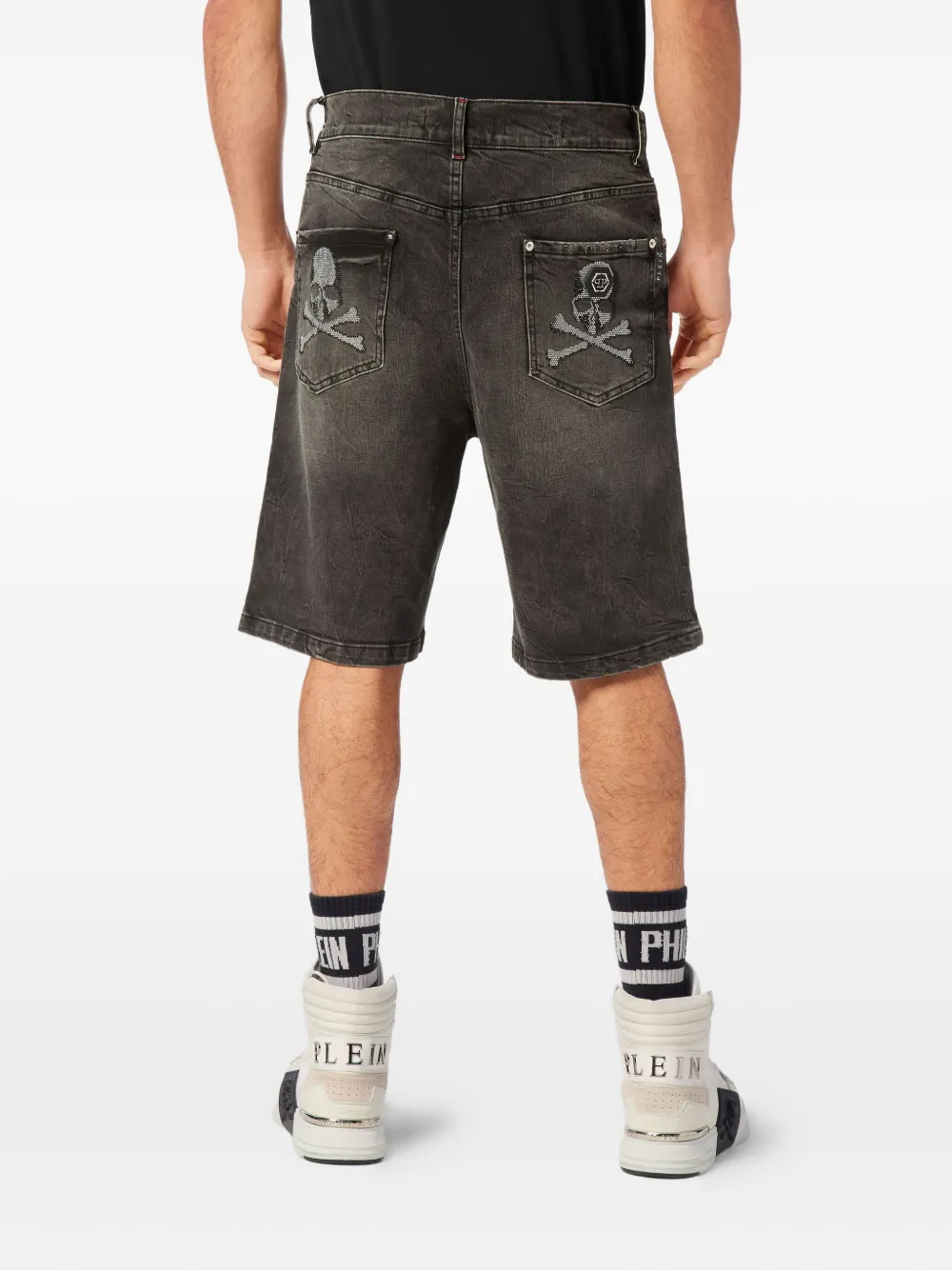 Philipp Plein Formentera Skulls denim shorts Grijs